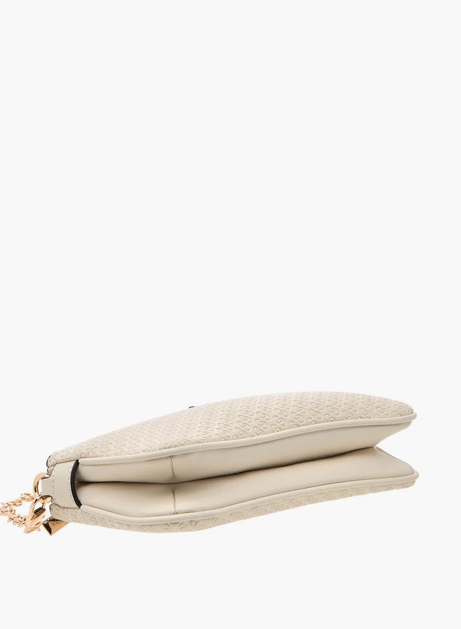 Celeste Monogram Embossed Crossbody Bag with Zip Closure and Chain Strap