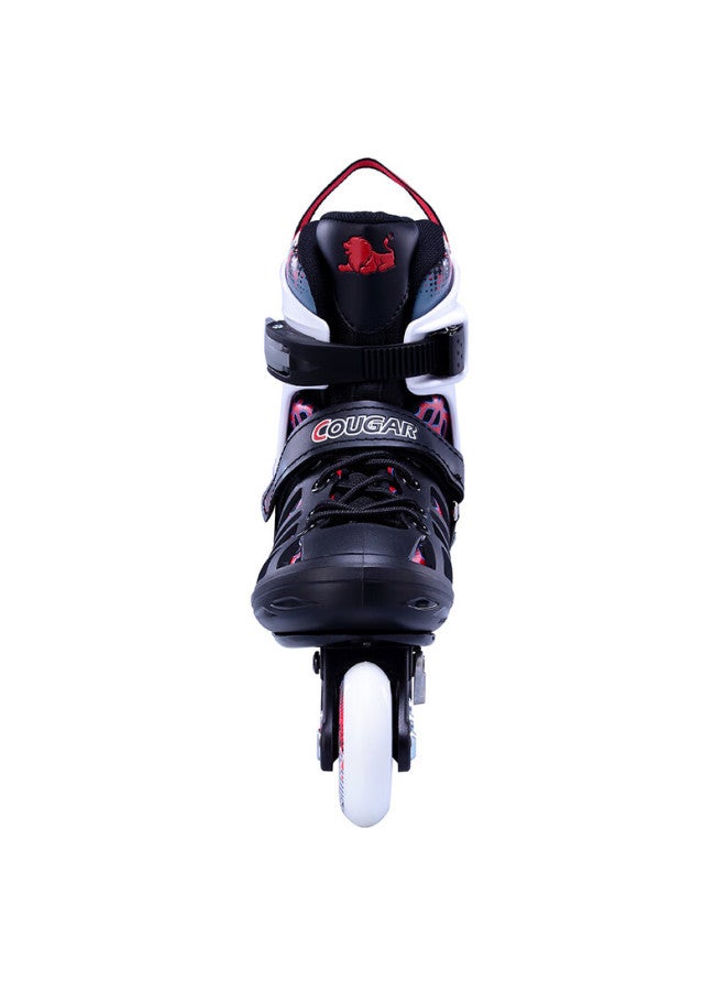 Cougar Adult Adjustable Size Roller Skates, Inline Skates, Black And Red, Size M - Image 4