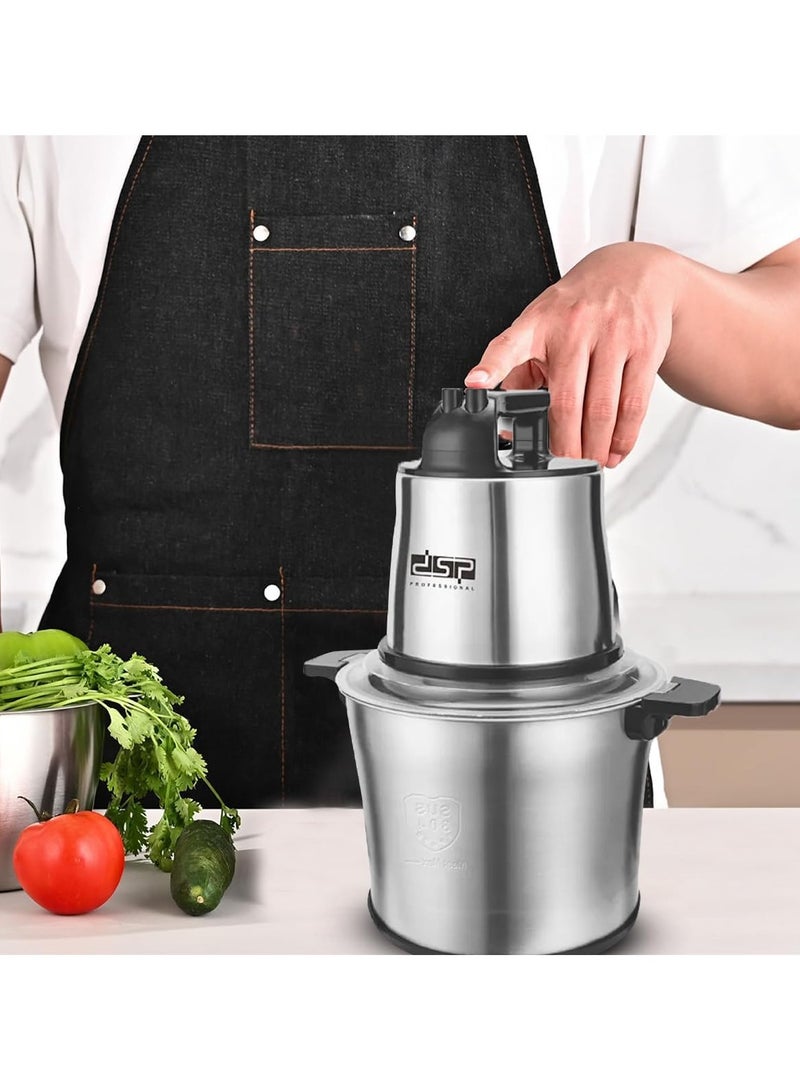 دي اس بي مفرمة لحوم وقطاعة خضار من دي اس بي، قطاعة لحم 1400 واط، سعة 10 لتر، للعائلات الكبيرة  عمود دوران معدني، اربع شفرات من الستانلس ستيل، 3 تروس، هيكل ستانلس ستيلفولاذ مقاوم للصدأ + غطاء PET سرعتان (سريعة وبطيئة) شفرة طحن من الفولاذ المقاوم للصدأ (مع غطاء سكين)، حامل الكوستر  KM4090 - Image 3