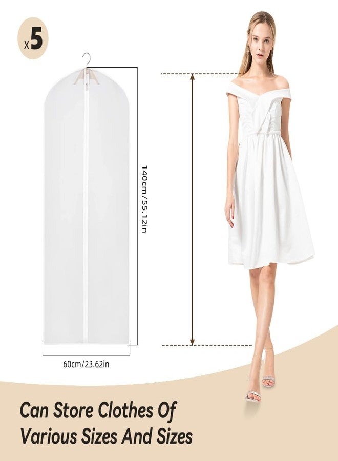 HASTHIP® 5 Pack Clear Garment Bags Clothes Covers Protecting Dusts for Storage Plastic Garment Bags, 55" Hanging Clothes Bags Dress Bag for Gowns Long with Full Zipper Suit Bags for Closet - Image 2