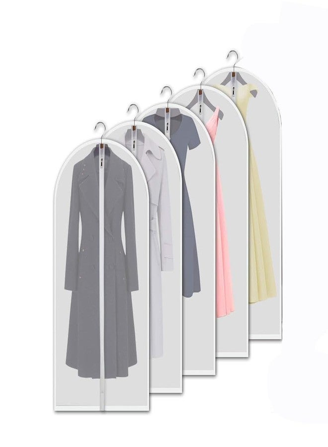 HASTHIP® 5 Pack Clear Garment Bags Clothes Covers Protecting Dusts for Storage Plastic Garment Bags, 55" Hanging Clothes Bags Dress Bag for Gowns Long with Full Zipper Suit Bags for Closet - Image 1