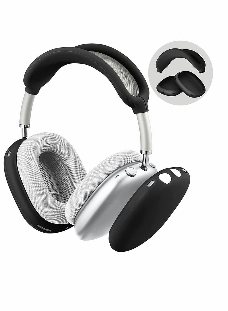 Silicone Case Cover for AirPods Max Headphones, Anti-Scratch Ear Cups and Headband Max, Accessories Skin Protector Headset Protective (Black) - Image 1