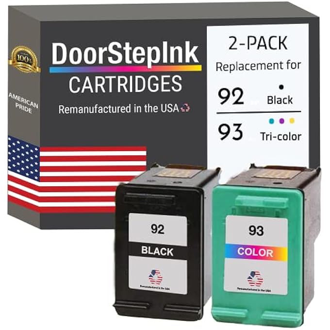 REMANUFACTURED INK IN THE USA CARTRIDGE REPLACEMENTS FOR HP 92 C9362 & HP 93 COLOR C9361 FOR PRINTERS HP DESKJET 5440, 5440V, 5440XI, D4145, D4155, D4160, D4163, D4168 - Image 1