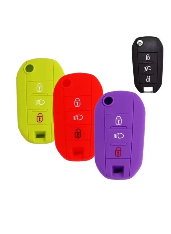 غطاء مفتاح فليب واقي باللون الأحمر متوافق مع موديلات بيجو وسيتروين - Image 1