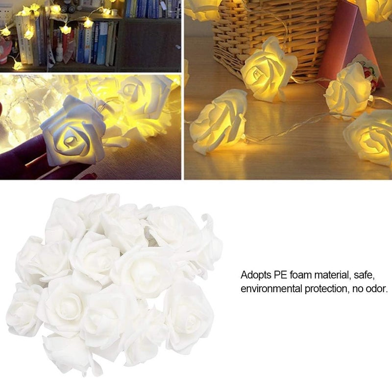 klarako 3 Meter 20LED USB Artificial Flower String Lights Rose Fairy Lights for Bedroom Christmas Valentine's Day Wedding Party Patio Decoration(Warm White) - Image 4