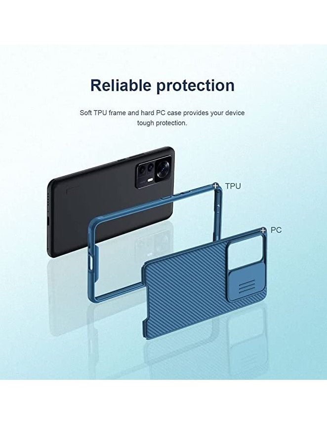Nillkin for Xiaomi MI 12T/Redmi K50 Ultra Phone Case with Slide Camera Protector Cover Hard PC TPU Slim Rugged Protective Phone Case for Xiaomi MI 12T/Redmi K50 Ultra (Blue)  - Image 2