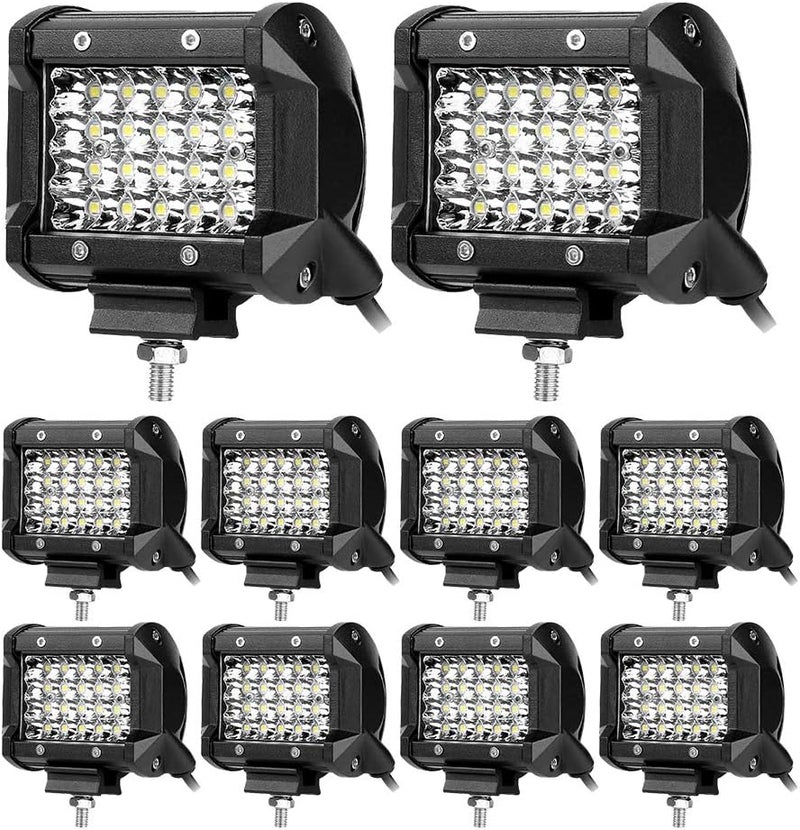 Turboo مصابيح LED Turboo، 10 قطع 4 بوصة 72 واط شريط ضوء LED، 12000 لومن مجموعة بقعة فيض ضوء خارج الطريق - Image 1