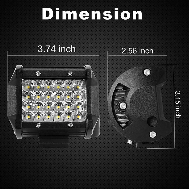 Turboo مصابيح LED Turboo، 10 قطع 4 بوصة 72 واط شريط ضوء LED، 12000 لومن مجموعة بقعة فيض ضوء خارج الطريق - Image 2