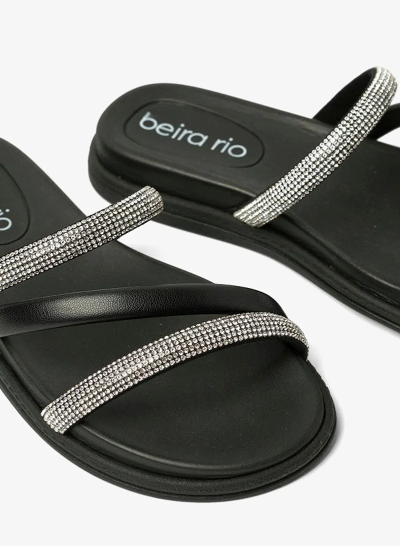 Beira Rio Black Flat Sandals for Women – Stylish Ladies Flat Sandals & Comfortable Flat Slippers for Women | Best Price UAE