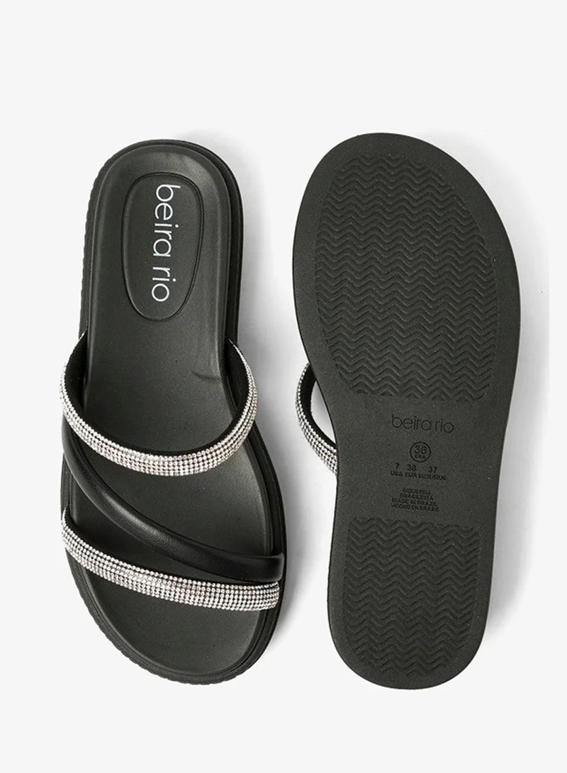 Beira Rio Black Flat Sandals for Women – Stylish Ladies Flat Sandals & Comfortable Flat Slippers for Women | Best Price UAE