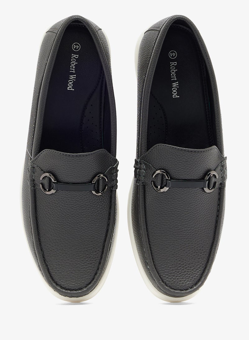 Robert Wood Textured Horsebit Driving Loafers - Image 4