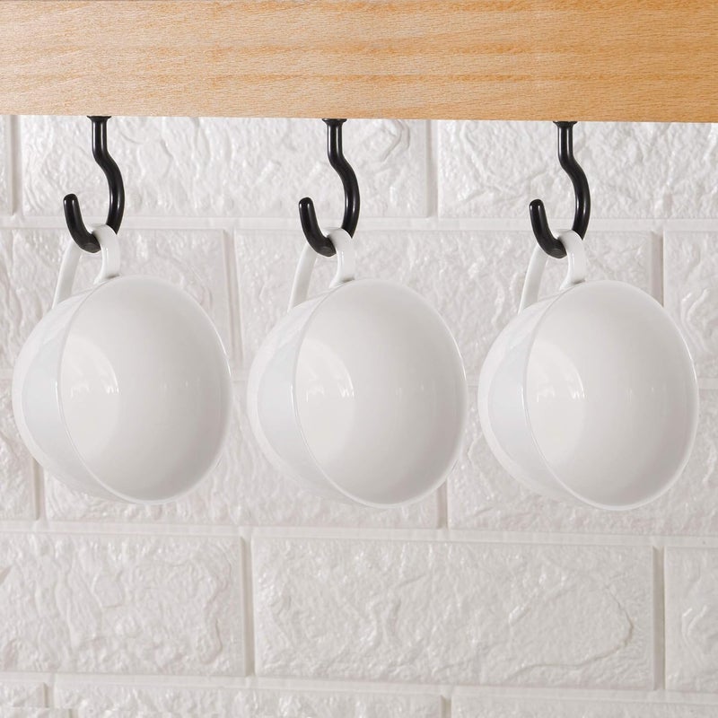 Fipoque 2 Inch Ceiling Hooks, Vinyl Coated Screw-in Cup Hook for Hanging Plants, Lights, Mugs - Heavy Duty Indoor Outdoor Use, Metal Wall Kitchen Hanger, Black (12 Pack) - Image 5