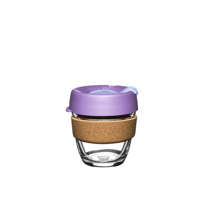 KeepCup Brew Cork Reusable Glass Tumbler with Natural Cork Short Coffee Cup 8oz 227ml Moonlight - Image 2