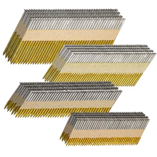 SITLDY 34-30 Degree Framing Nails 4 Sizes (2"+2-1/2"+3.0" Ring+3-1/2" Smooth), D Head Hot Dipped Galvanized Paper Tape Strip Nails, 160 PCS per Size, 640 Count, for 30 to 34 Degree Framing Nailer - Image 1