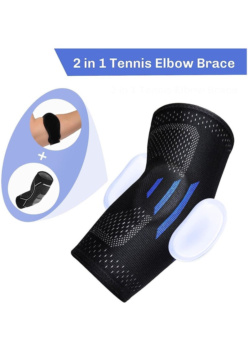 Generic 2 in 1 Tennis Elbow Brace for Men Women Compression Sleeve with Integrated Elbow Pads Breathable Tendonitis elbow Support Protector for Sports Golfer's Elbow Arthritis Treatment Reduce Joint Pain (M)  - Image 2