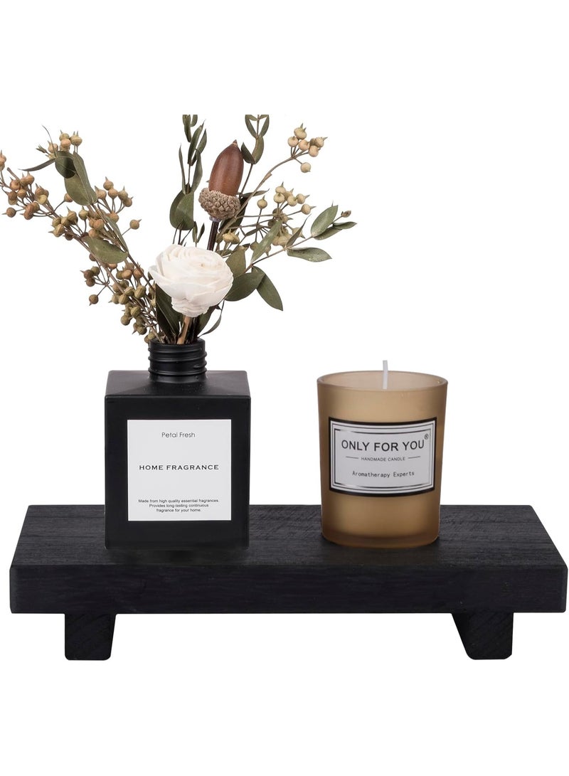 Small Wood Tray Pedestal Stand Farmhouse Bathroom Decor Decorative Wooden Riser Kitchen Soap Dish Holder for Vanity, Counter, Sink, Black（22*9*3.5CM） - Image 1