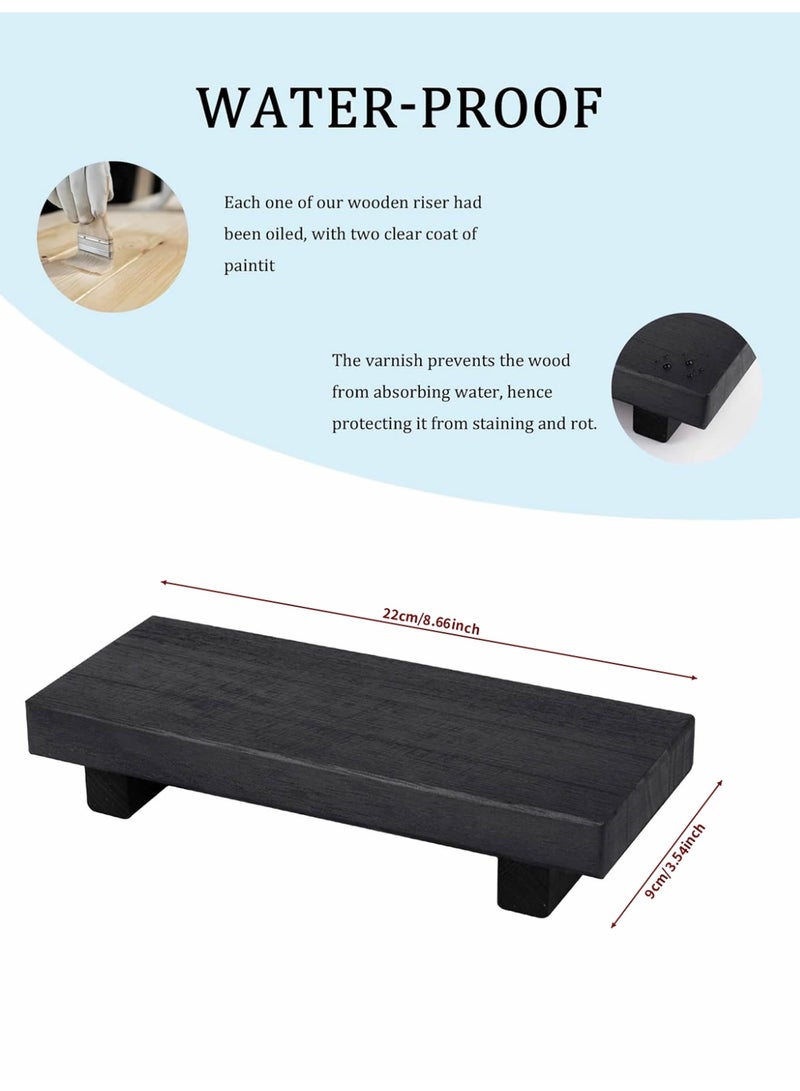 Small Wood Tray Pedestal Stand Farmhouse Bathroom Decor Decorative Wooden Riser Kitchen Soap Dish Holder for Vanity, Counter, Sink, Black（22*9*3.5CM） - Image 3