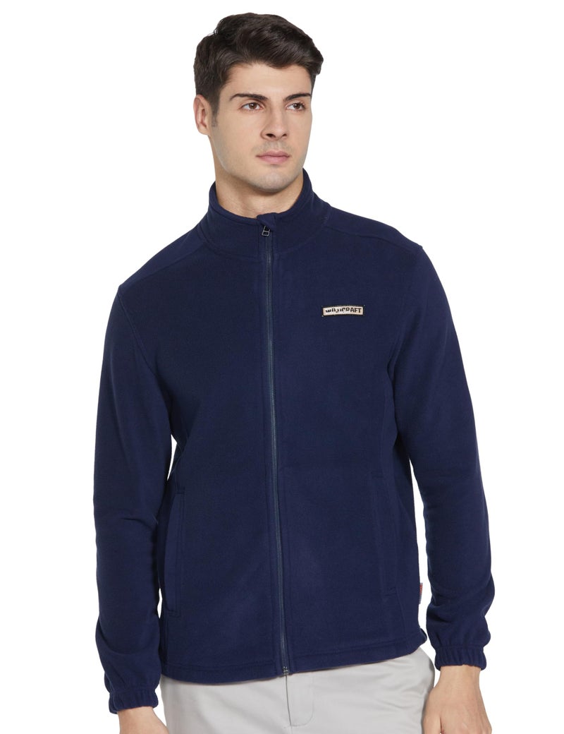 Wildcraft Men Sierra Solid Nylon Blend Collored Casual Fleece Jacket, Full Sleeve - Regular fit, Navy Blue, S - Image 1