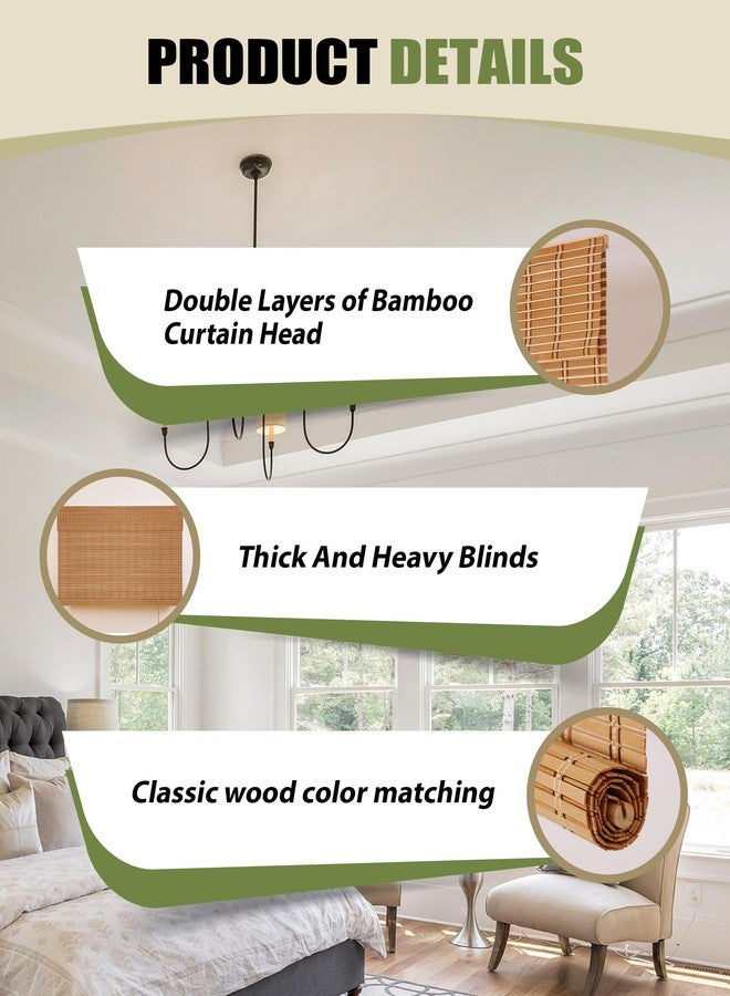 FoundGo 24"W x 72"H Roman Blinds Sun Shade, Retro Classic Filtering Roller Bamboo Curtains for Windows, Doorways - Image 4