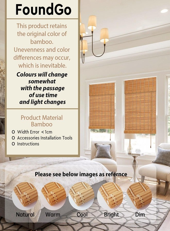 FoundGo 24"W x 72"H Roman Blinds Sun Shade, Retro Classic Filtering Roller Bamboo Curtains for Windows, Doorways - Image 3