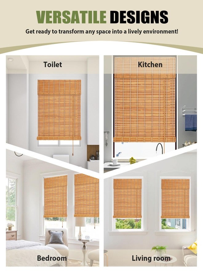 FoundGo 24"W x 72"H Roman Blinds Sun Shade, Retro Classic Filtering Roller Bamboo Curtains for Windows, Doorways - Image 5
