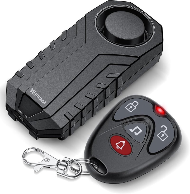 wsdcam 113dB Loud Anti Theft Vibration Sensor Alarm Systems for Electric Bike Motorcycle Golf Car Trailer Mailbox Garage Door Waterproof Home Security Bike Accessories Bike Alarm with Remote - Image 1