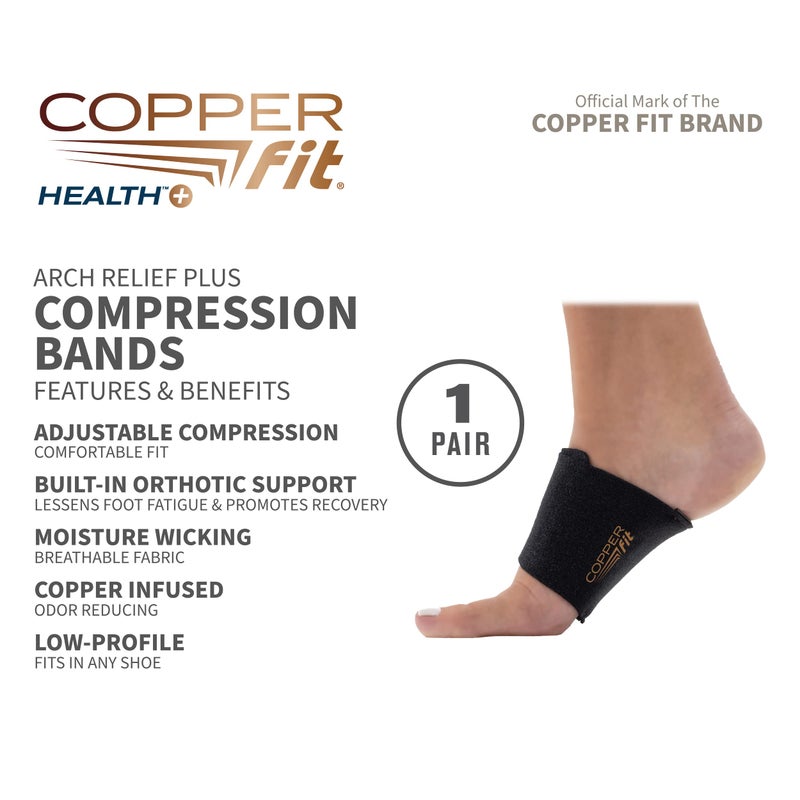Copper Fit CFACBP Health Unisex Arch Relief Plus with Built-In Orthotic Support, Black - Image 2