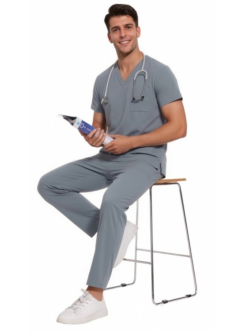 Joychic Womens Men Medical Scrubs Set Unisex Scrub Top and Scrub Pant Set Medical Uniform Scrubs Medical Uniform Set - Image 2