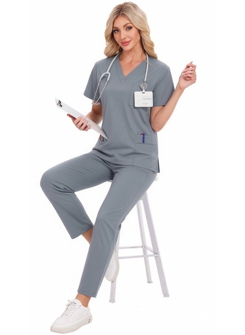 Joychic Womens Men Medical Scrubs Set Unisex Scrub Top and Scrub Pant Set Medical Uniform Scrubs Medical Uniform Set - Image 1