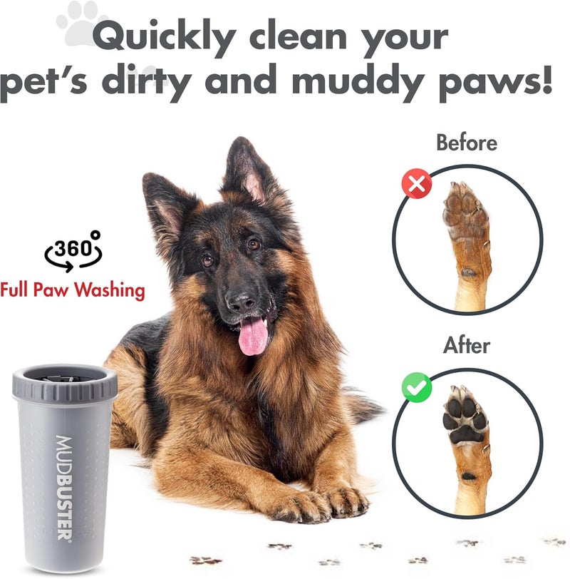 Dexas MudBuster Portable Dog Paw Washer/Paw Cleaner, Large, Light Gray - Image 5
