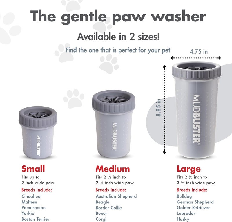 Dexas MudBuster Portable Dog Paw Washer/Paw Cleaner, Large, Light Gray - Image 2
