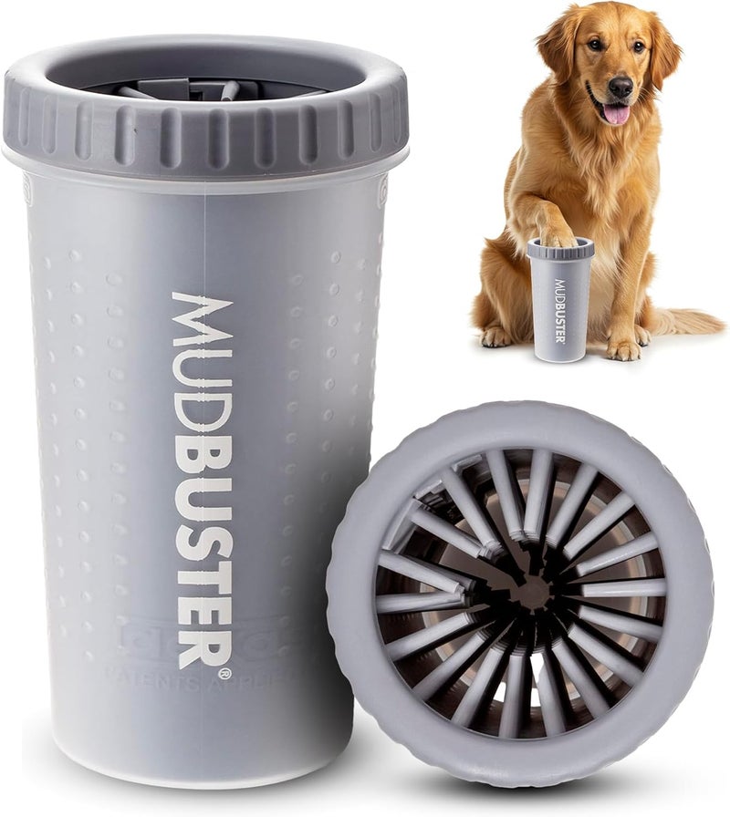Dexas MudBuster Portable Dog Paw Washer/Paw Cleaner, Large, Light Gray - Image 1