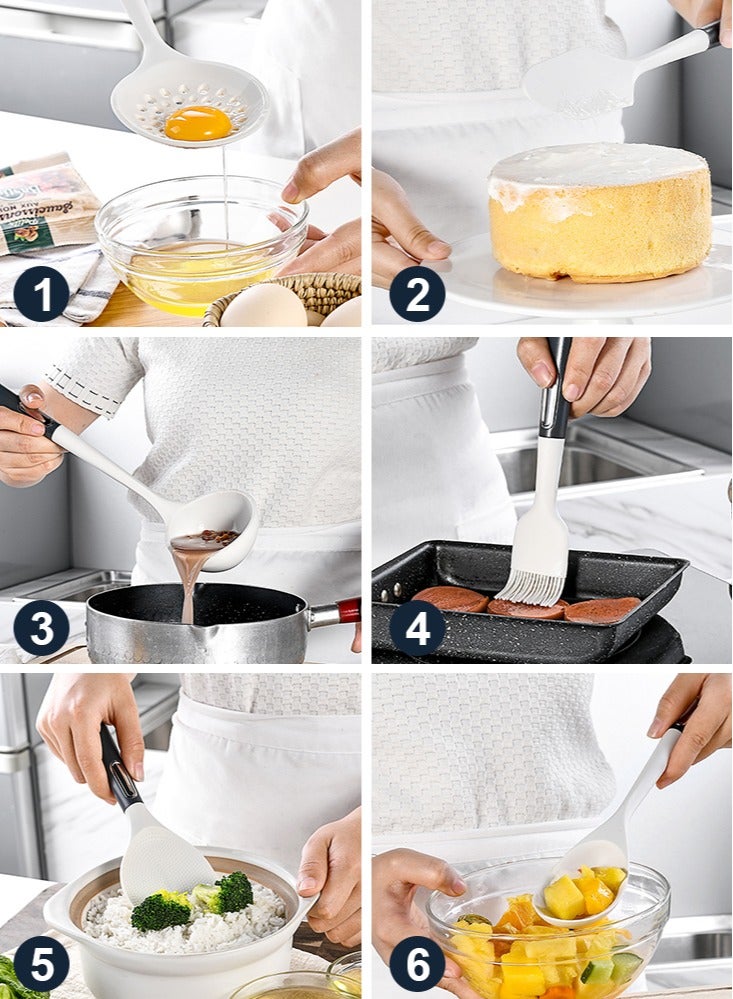 بيرفيي مجموعة أدوات المطبخ من السيليكون المكونة من 12 قطع مع أدوات مقاومة للحرارة، ملاعق سيليكون غير لاصقة، وحامل سهل التخزين للاستخدام اليومي في الطهي، وتحضير الطعام، والخبز - Image 5