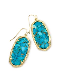 Kendra Scott Kendra Scott Elle Drop Earrings for Women, Fashion Jewelry, 14k Gold-Plated, Bronze Veined Turquoise  - Image 1