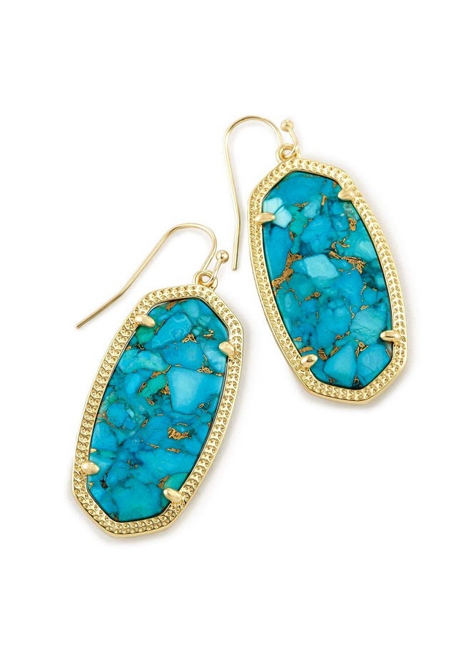 Kendra Scott Kendra Scott Elle Drop Earrings for Women, Fashion Jewelry, 14k Gold-Plated, Bronze Veined Turquoise  - Image 1