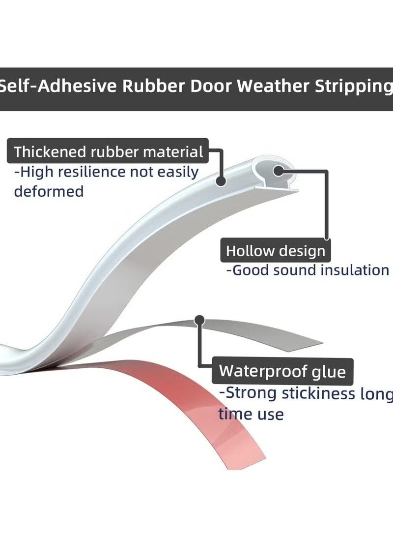 Door Weather Stripping Door Seal Strip, 19.7 Feet Self-Adhesive Rubber Door Insulation Weather Strip for Window and Door Soundproofing D Shape,Weatherstripping for Door Frame Gap Blocker - Image 4