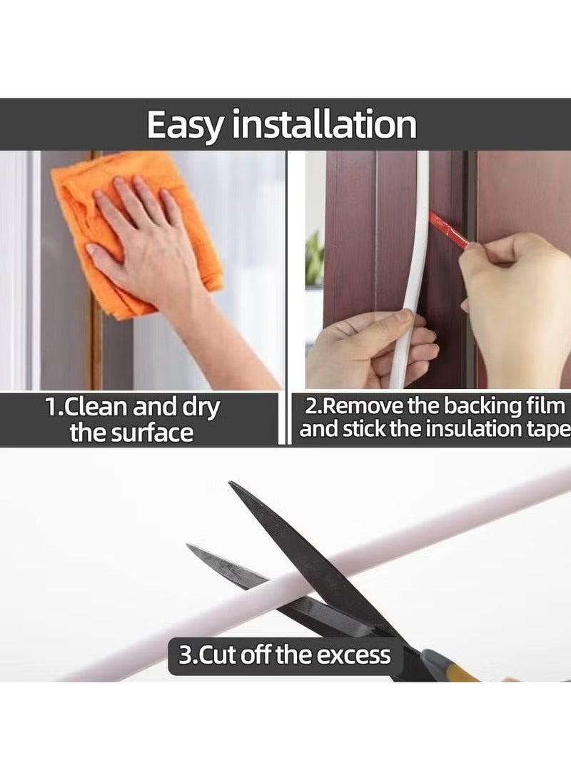 Door Weather Stripping Door Seal Strip, 19.7 Feet Self-Adhesive Rubber Door Insulation Weather Strip for Window and Door Soundproofing D Shape,Weatherstripping for Door Frame Gap Blocker - Image 5