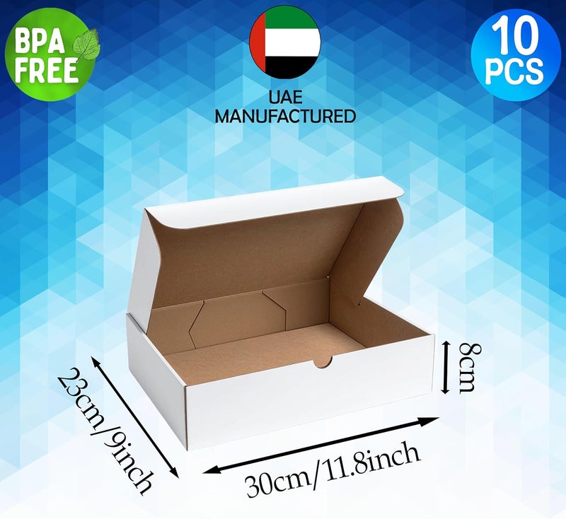 هاي فاي [10 ق��ع] صندوق شحن أبيض 30x23x8 سم - صناديق كرتون صغيرة للبريد والتغليف والتجارة الإلكترونية والانتقال - Image 2