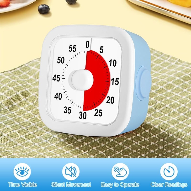 hotut 60 Minute Visual Timer for Kids,Visual Countdown Timer Clock Kids,Kids Desk Management Tools with Red Circle and Non-Ticking for Classroom,Home,Kitchen,Office - Image 5