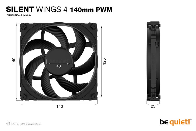 be quiet! Silent Wings 4 140mm PWM 1100 RPM Premium Low Noise Cooling Fan | 4-Pin | BL096 - Image 3