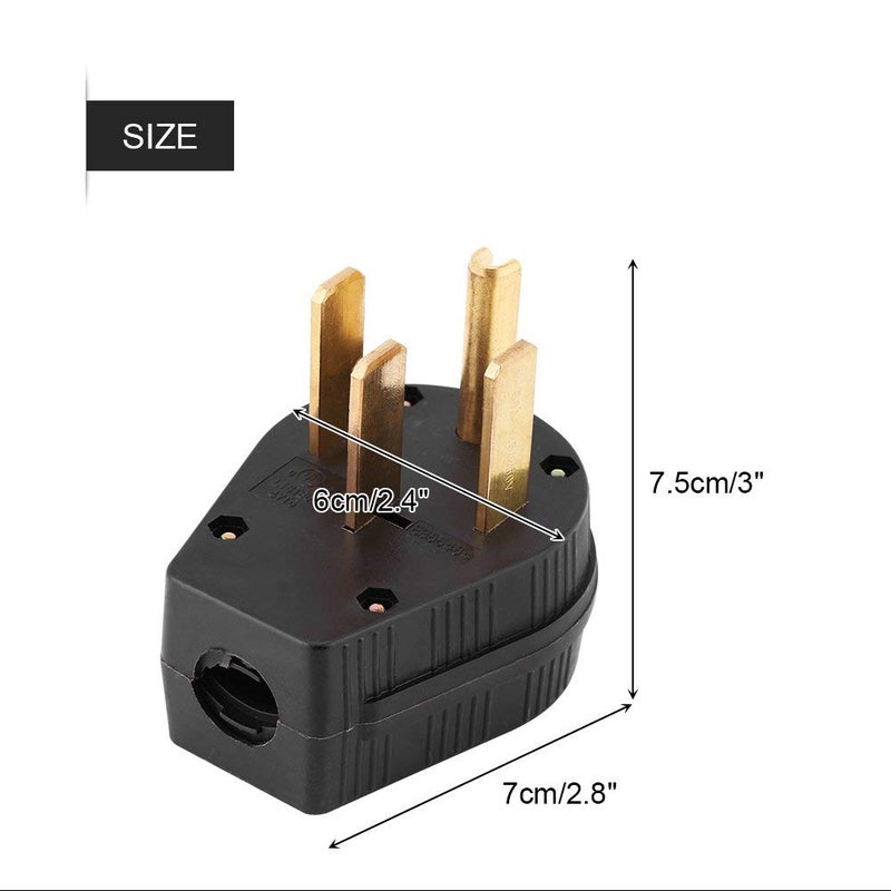 Wal front 14-50P 50A 125/250V قابس ذكر ذو شفرات مستقيمة من الولايات المتحدة 3 أقطاب من الدرجة الصناعية مع تأريض 4 شفرات بديل لمولد الطاقة - Image 2