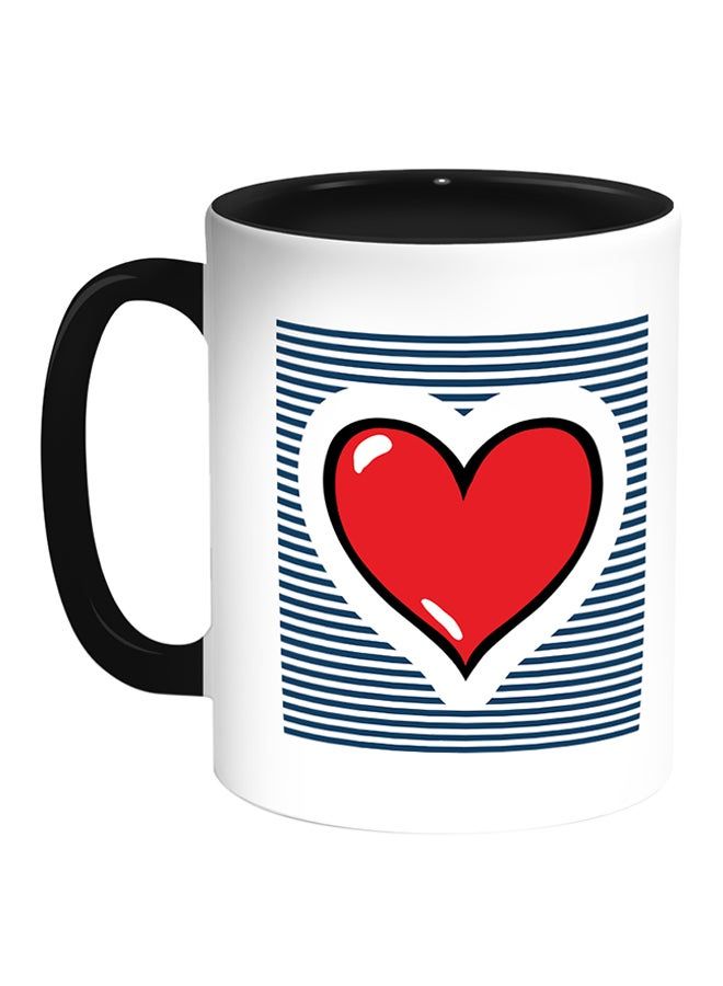 RKN Red Heart Printed Coffee Mug White Black - Image 2