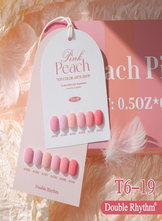 دابل ريذم مجموعة طلاء جل من دبل ريذم، 6 قطع، 15 مل، نفس اللون ونفس الزجاجة، مجموعة طلاء جل قابلة للنقع، فن الأظافر، مانيكير، صالون تجميل، اصنعها بنفسك في المنزل للنساء (وردي خوخي فاتح باهت، برتقالي وردي-T6-19) - Image 3