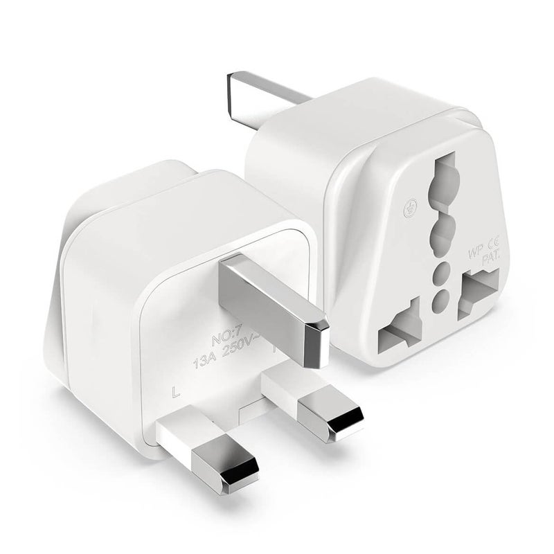 MANGO 3Pack UK Plug Adapter  Universal Travel Power Converter for USEUAUCN to British Type G  Grounded Compact White Travel Adapter Set for UK Dubai UAE Hong Kong  International Power Plug