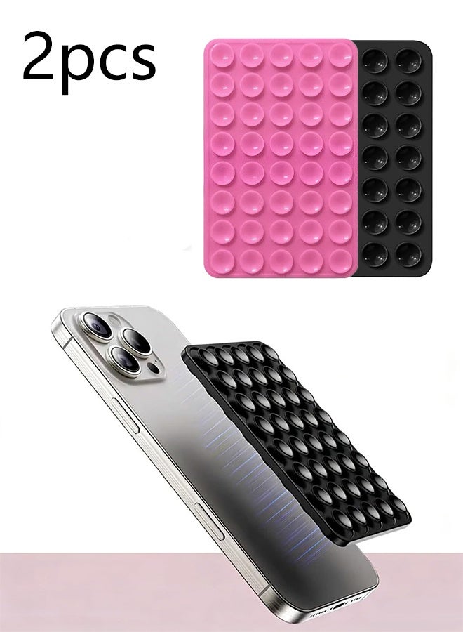 KANGLI 2 PCS Suction Phone Case Mount, Silicon Adhesive Phone Accessory for iPhone and Android, Hands-Free Fidget Toy Mirror Shower Phone Holder, Tiktok Videos and Selfies - Image 1