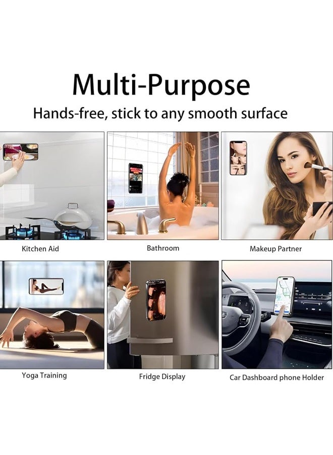 KANGLI 2 PCS Suction Phone Case Mount, Silicon Adhesive Phone Accessory for iPhone and Android, Hands-Free Fidget Toy Mirror Shower Phone Holder, Tiktok Videos and Selfies - Image 5