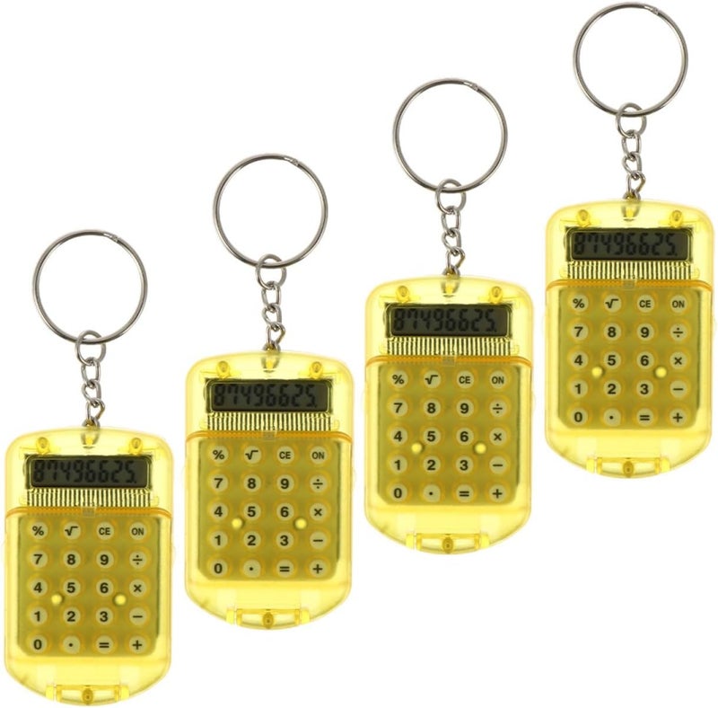 4pcs Portable Mini Keychain Calculator Small Electronic Pocket Calculators with LCD Display Basic Arithmetic Functions Lightweight for Students and Everyday Use - Image 1