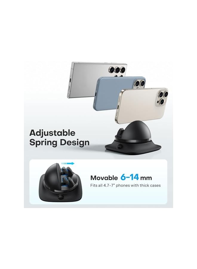 S-TOP Car Phone Holder Mount, 360 Degree Rotating able Spring Dashboard Mount, Compatible with All Smartphones, Secure Suction Cup with One Hand Operation for Car - Image 3