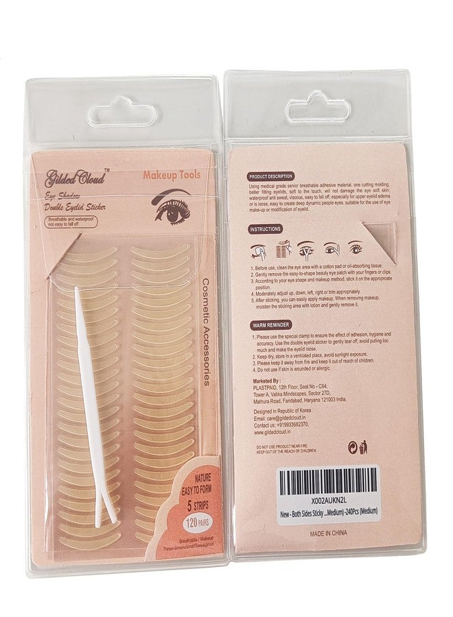 Gilded Cloud Both Sides Sticky Ultra Instant Lift Without Surgery Hooded, Droopy, Uneven, Mono-Eyelids Invisible Fiber Double Side Tapes Stickers 240Pcs (Medium) - Image 2