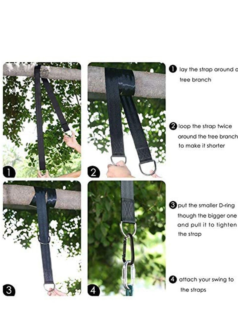 Y&D Swing Straps Hanging Kit Waterproof 150cm Long with 2 Safety Sturdy Zinc Alloy Lock Carabiners Hooks and 1 Carrying Bag Holds 2200 LBs for Tire Disc Swings  Hammocks - Image 5